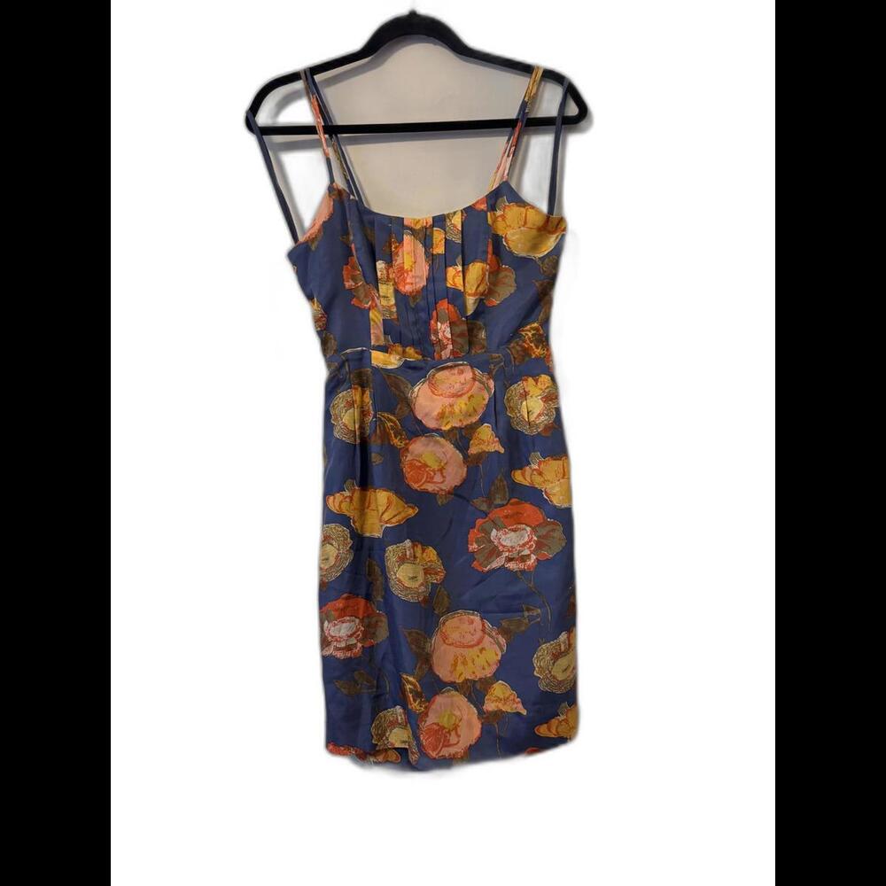 Anthropologie Blue and Orange Floral Mini Dress